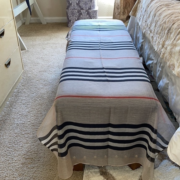 Fashion Scarves Beige Striped 💯 Viscose - Picture 14 of 14